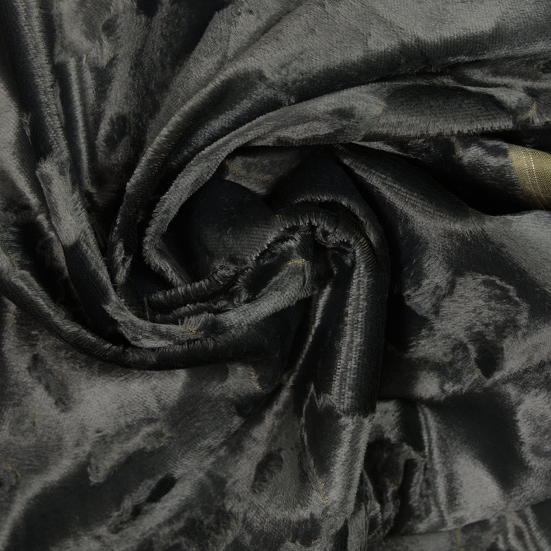 Velours de coton poils mi-longs jacquard noir