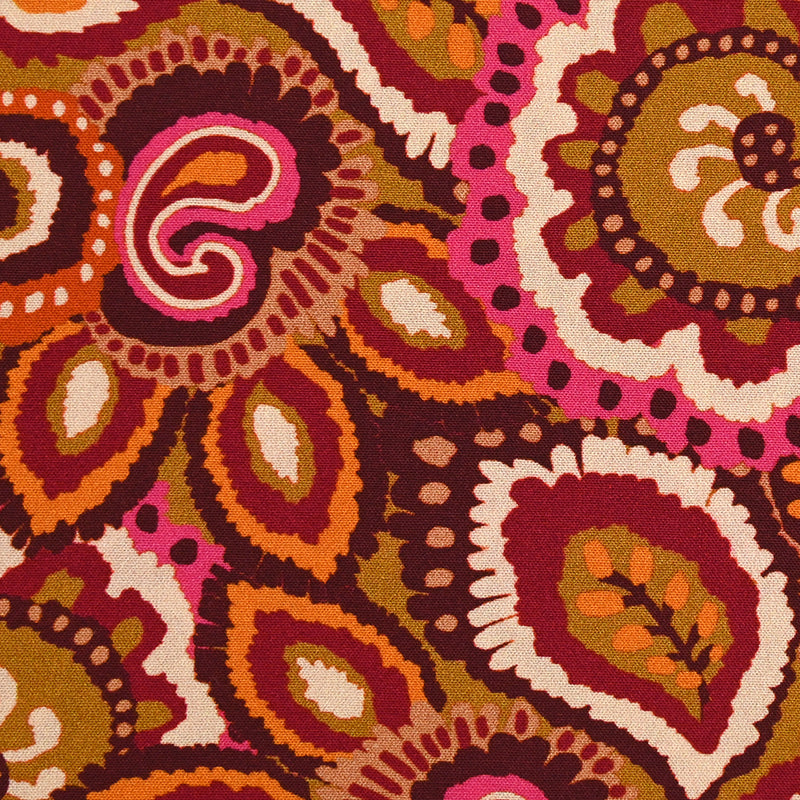 Orange and pink paisley printed viscose