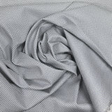 Círculos azules estampados de algodón elastane de fondo blanco de fondo blanco