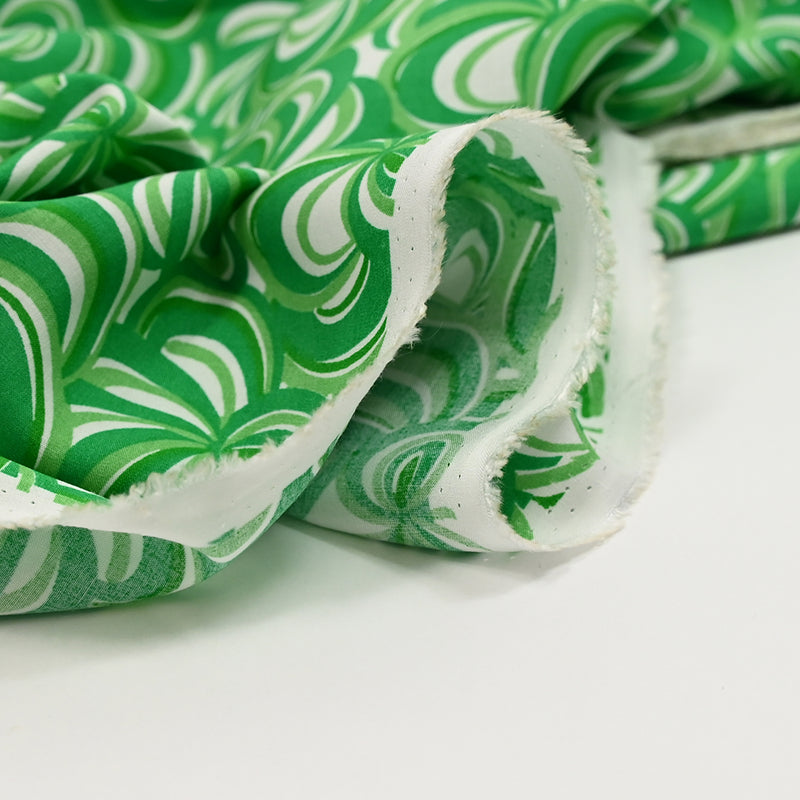 Viscose imprimée abstrait vert et blanc