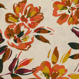 Printed viscose Wild flowers orange ecru background