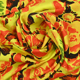 Crêpe lourd imprimé rosalia fond jaune fluo