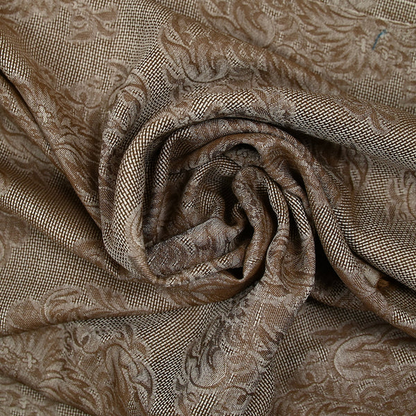 Jacquard 100% soie sur toile fine ajourée marron