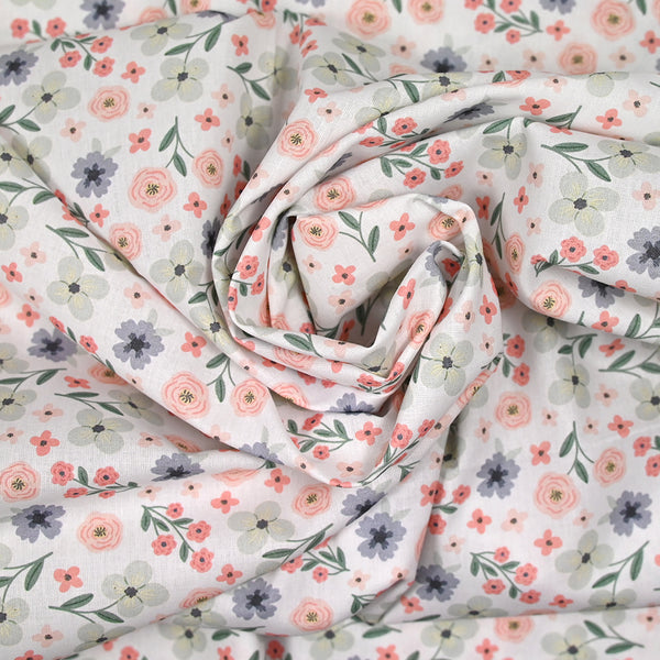 Cotton Printed Love Passion Rose and Water Green