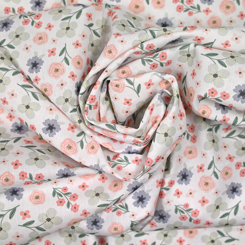 Cotton Printed Love Passion Rose and Water Green