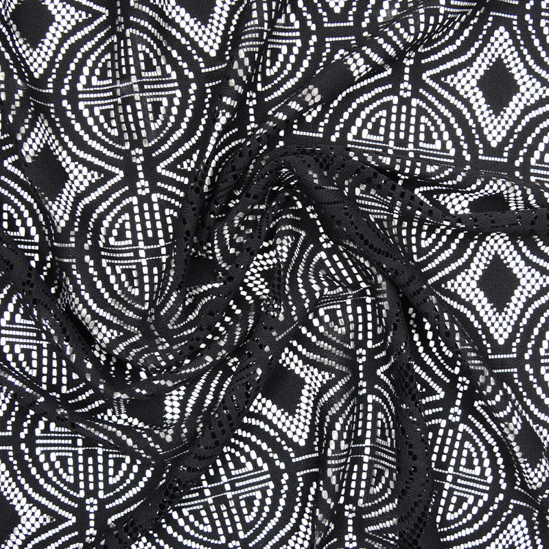 Dentelle polyester festonnée Keya fond noir