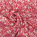 Crêpe viscose imprimé fleuri abstrait rouge et rose