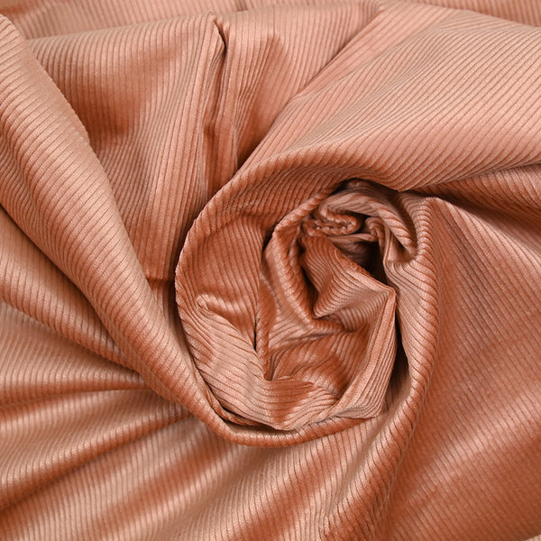 Velours côtelé de coton 3mm rose poudré vintage