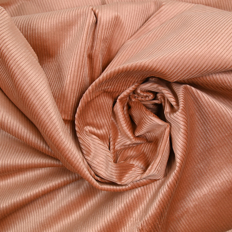 Velours côtelé de coton 3mm rose poudré vintage
