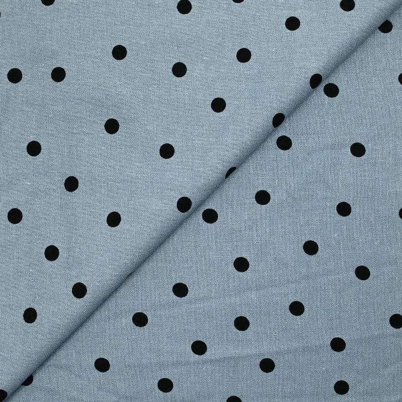 Linen Print Viscose Pea Blue Background