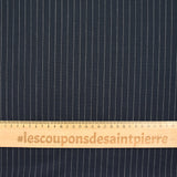 Tissu tailleur 100% laine rayé blanc fond marine