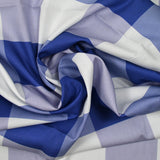 Blue and white striped checkered print cotton