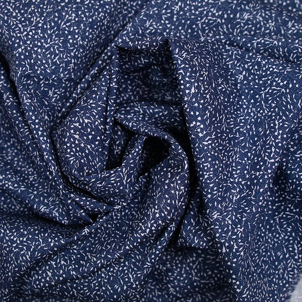 Satin de coton imprimé petites fleurs fond marine
