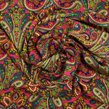 Polyester imprimé cachemire fond rose