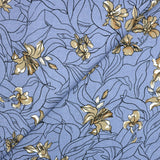 Lin viscose imprimé ligne de vie fond bleu délavé