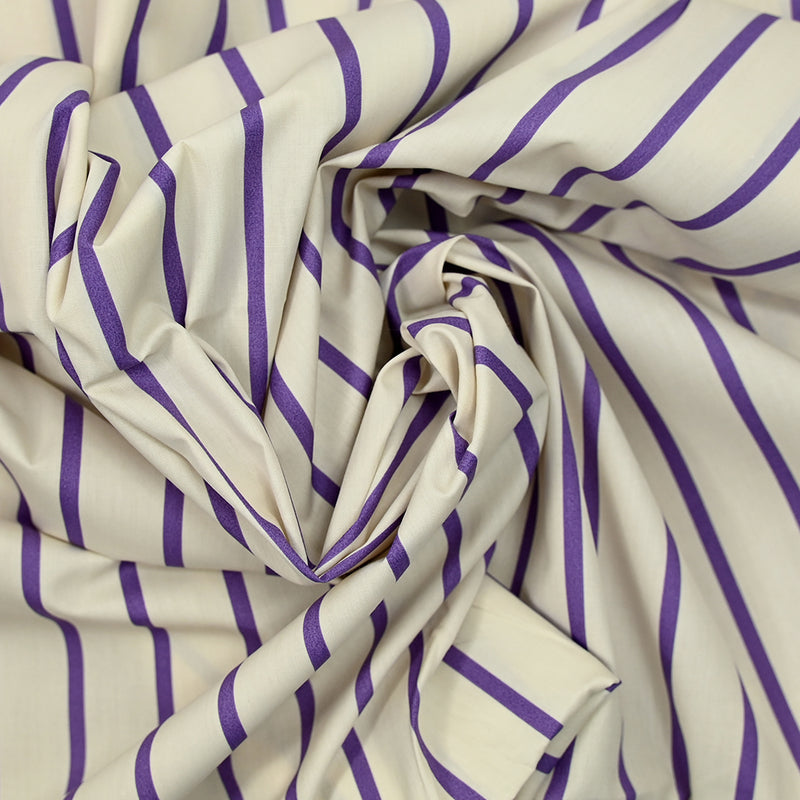 Purple striped cotton light beige background