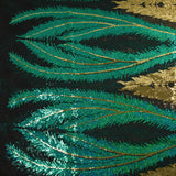 Tulle Sequin Royal feathers gold and emerald