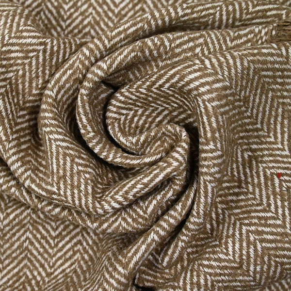 Laine mélangée chevron beige et blanc