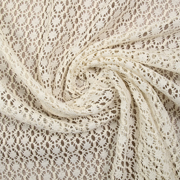 Dentelle polyester rosace irisé fon écru