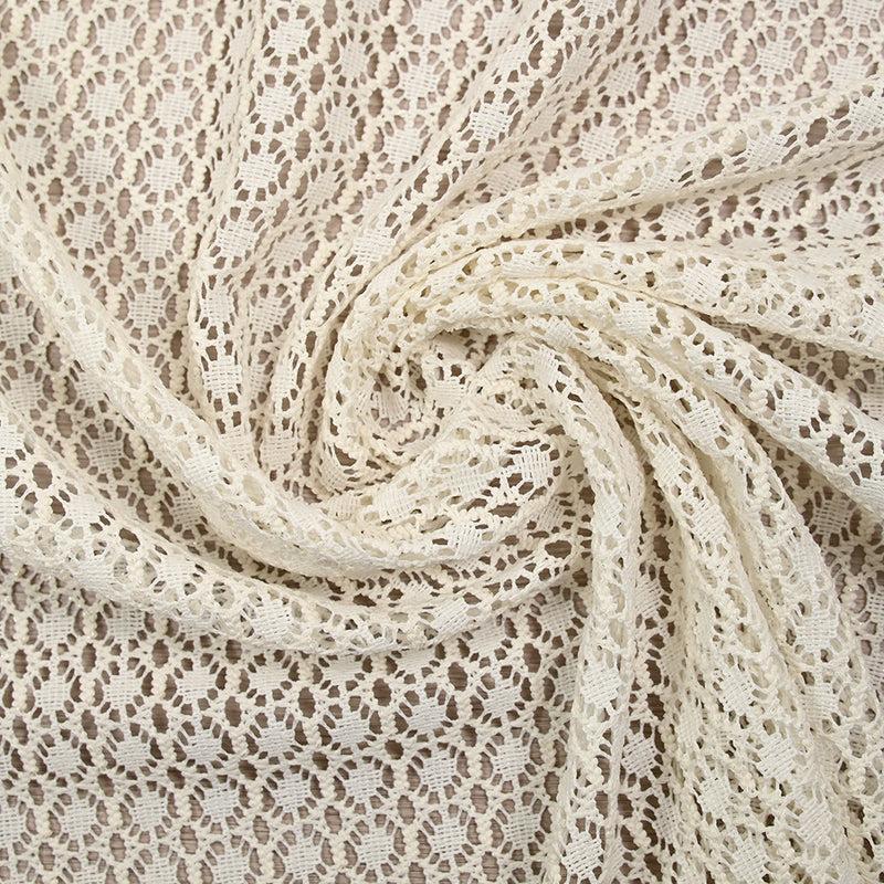 Dentelle polyester rosace irisé fon écru