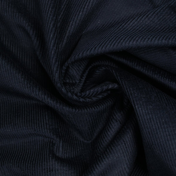 Velours côtelé de coton 2mm bleu nuit intense