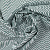 Coton tissé teint rayé vert bleuté fond blanc