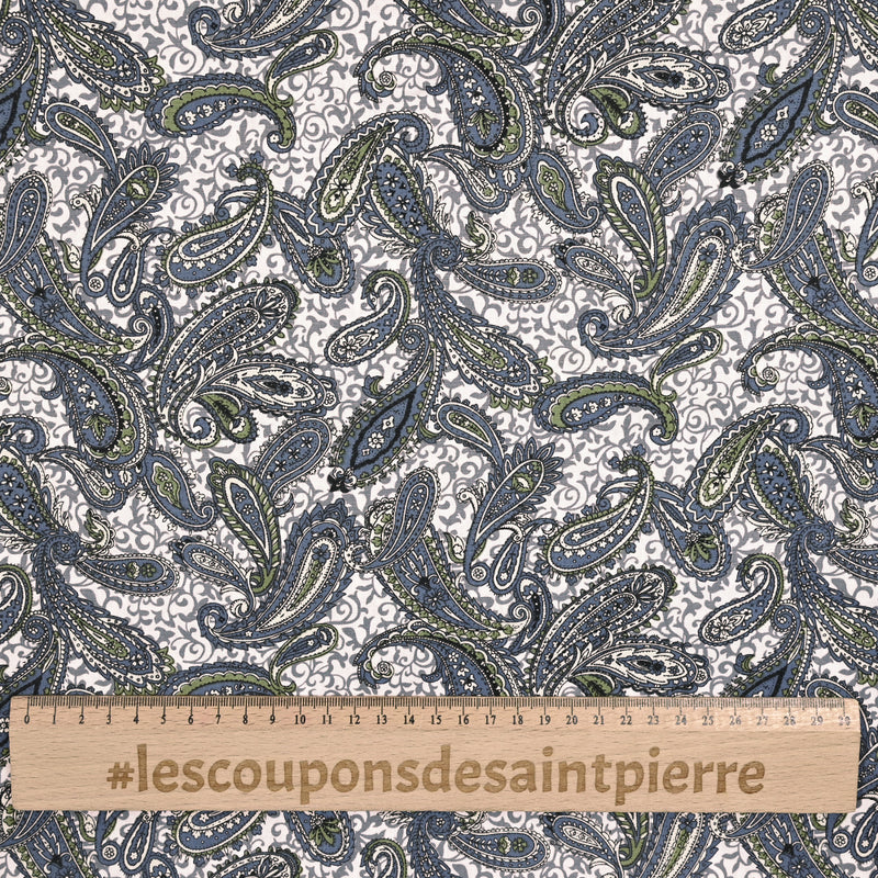 Blue Cachemire Printed Cotton Popeline