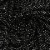 Tweed de laine mélangée carreaux lurex fond noir