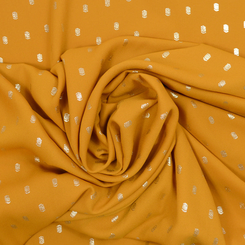 Crêpe georgette lurex Laure polyester fond moutarde
