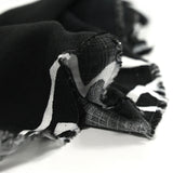 Printed viscose large white shape black background