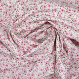Coton imprimé champêtre rose fond blanc