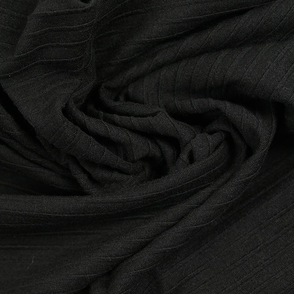 Jersey côtelé 7mm polyester noir