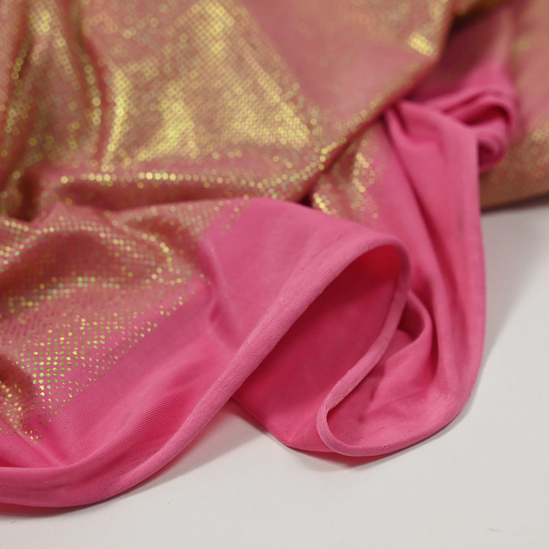 Jersey imprimé à pois doré fond rose