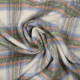 Laine mélangée brossée carreaux écru, bleu, gris, orange et vert