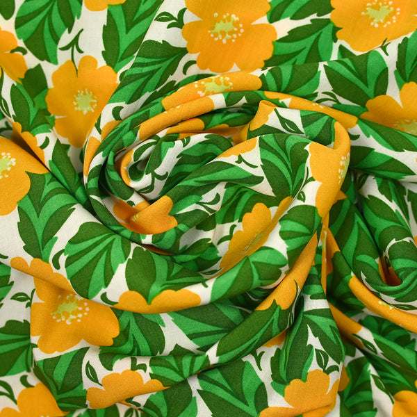 Viscose imprimée en apparence jaune et vert