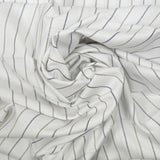 Toile de coton rayé marine et marron fond blanc