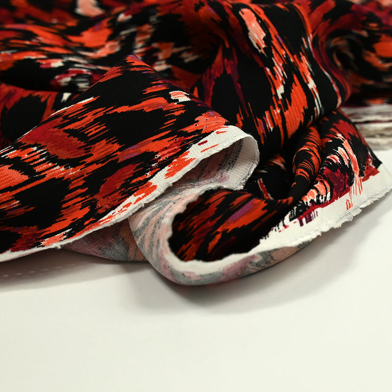 Twill de viscose imprimé Saturne rouge