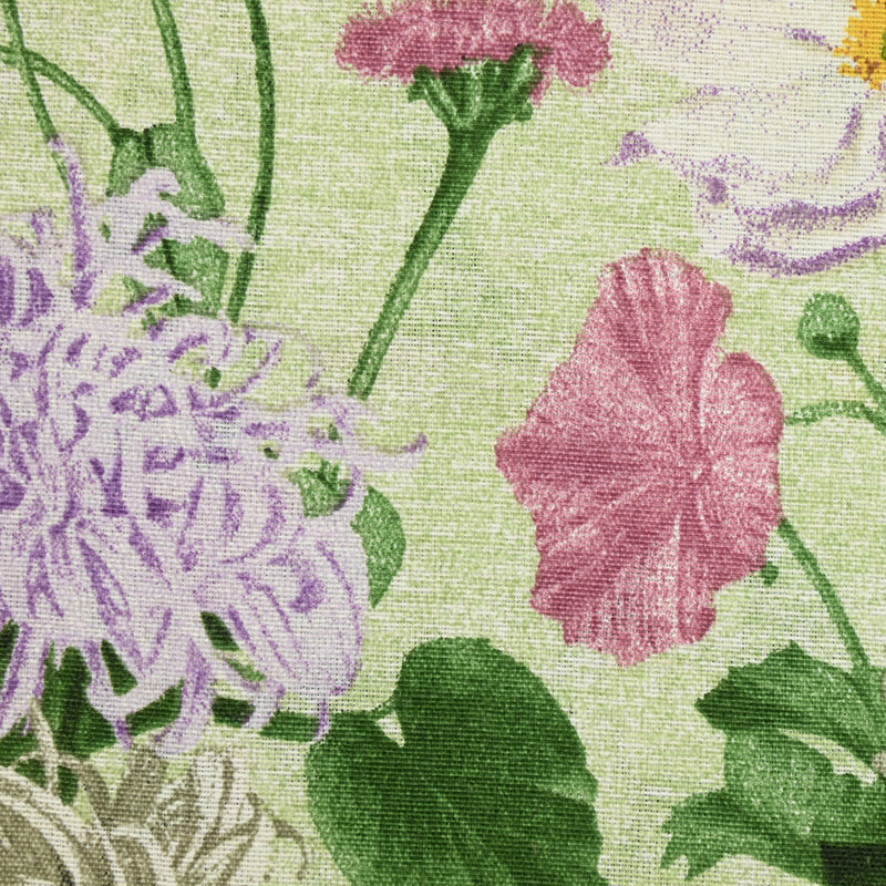 Polycotton Printed Country Garden Green Background