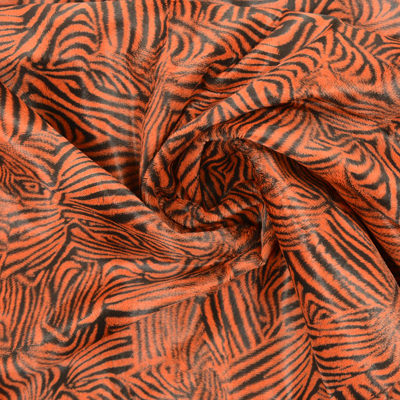 Velours de coton poils mi-longs Bengal gris et orange