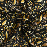 Popeline de coton imprimée Tulipes dans le vent marron fond noir