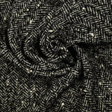 Laine mélangée chevrons noir et écru effet tweed