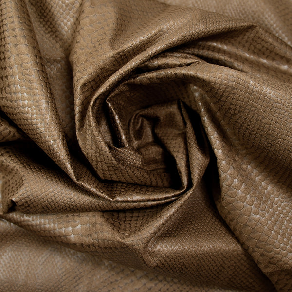 Velours polyester effet serpent fond marron