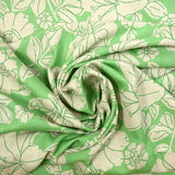 Lin viscose imprimé grosses fleurs vert délavé