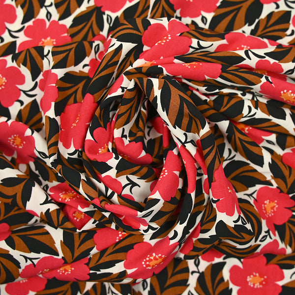 Viscose imprimée en apparence rouge et marron