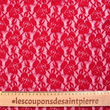 Dentelle polyester Rosie lurex doré fond rouge