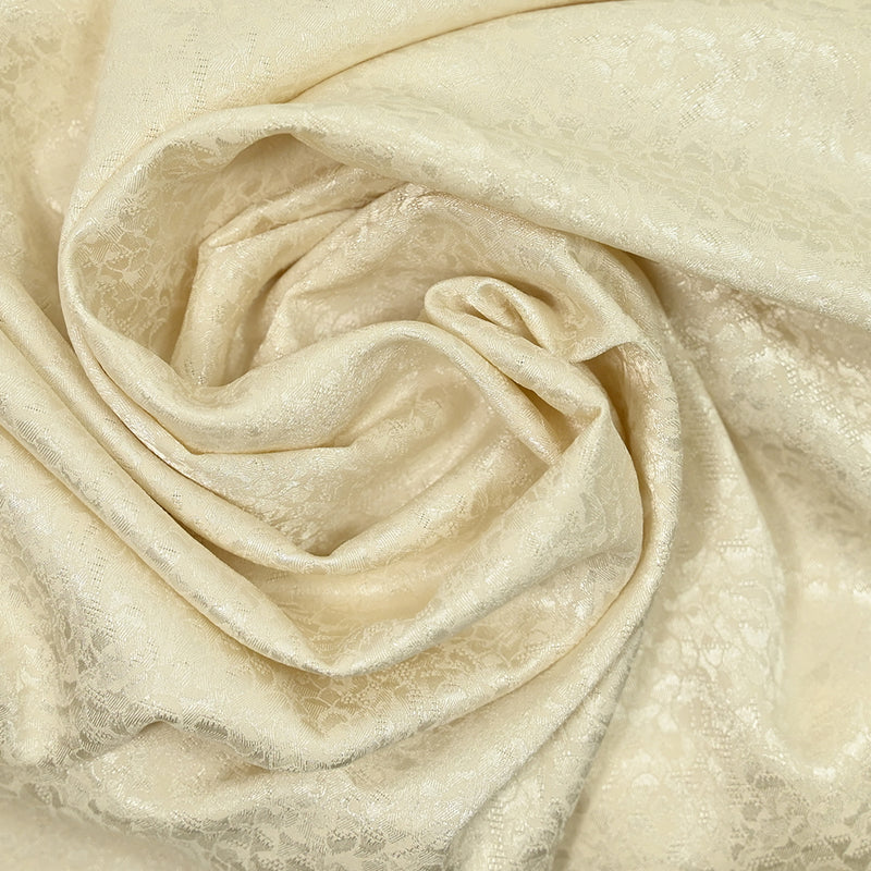 Satin jacquard de polyester Mia fond écru