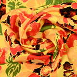 Crêpe lourd imprimé rosalia fond jaune nankin