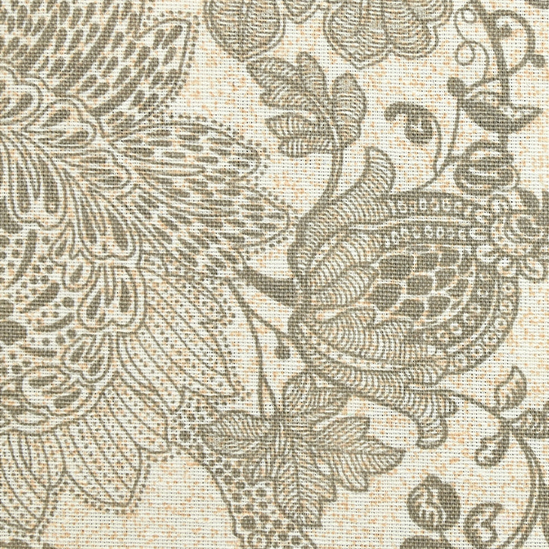 Polycotton printed flowers in gray arabesque