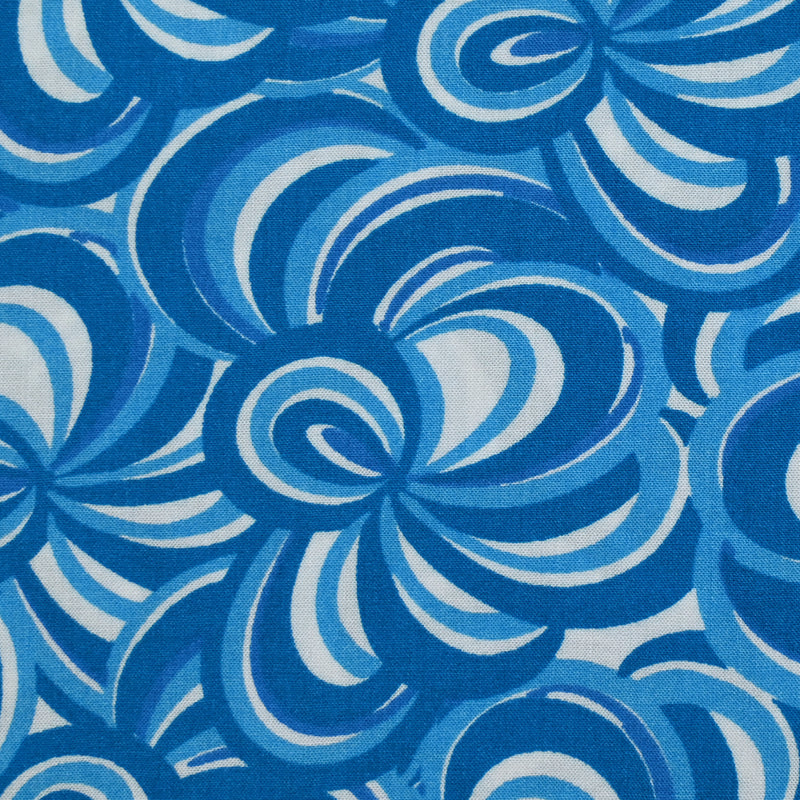 Blue and white abstract printed viscose