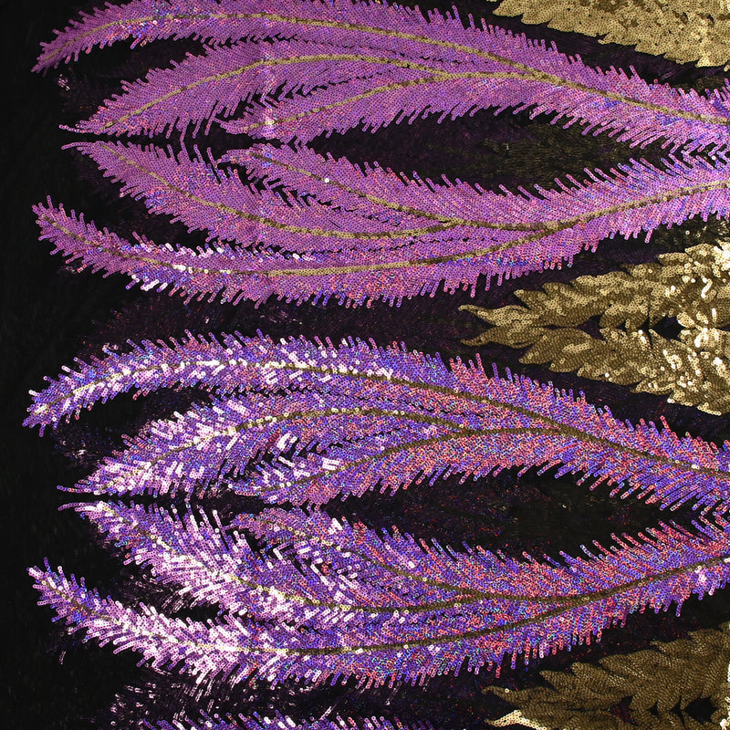 Tulle Sequin Royal Plumes Gold and Lilas